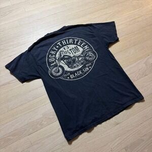 Lucky 13 Custom Black Sin Motorcycle Graphic T-Shirt Mens Black Biker Tee
